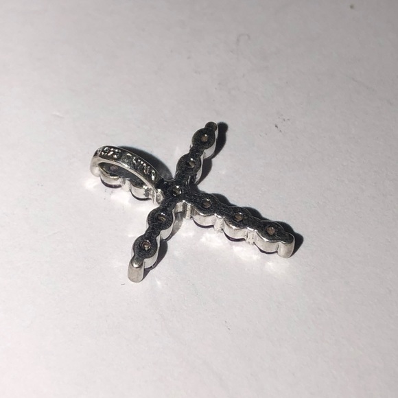Vintage Solid 925 Sterling Silver Amethyst Cross Pendant - Picture 6 of 6
